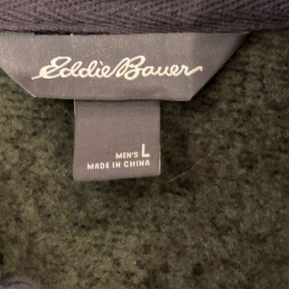 Eddie Bauer Men's Green  1/4 Snap Pullover Sweater L - Picture 3 of 6